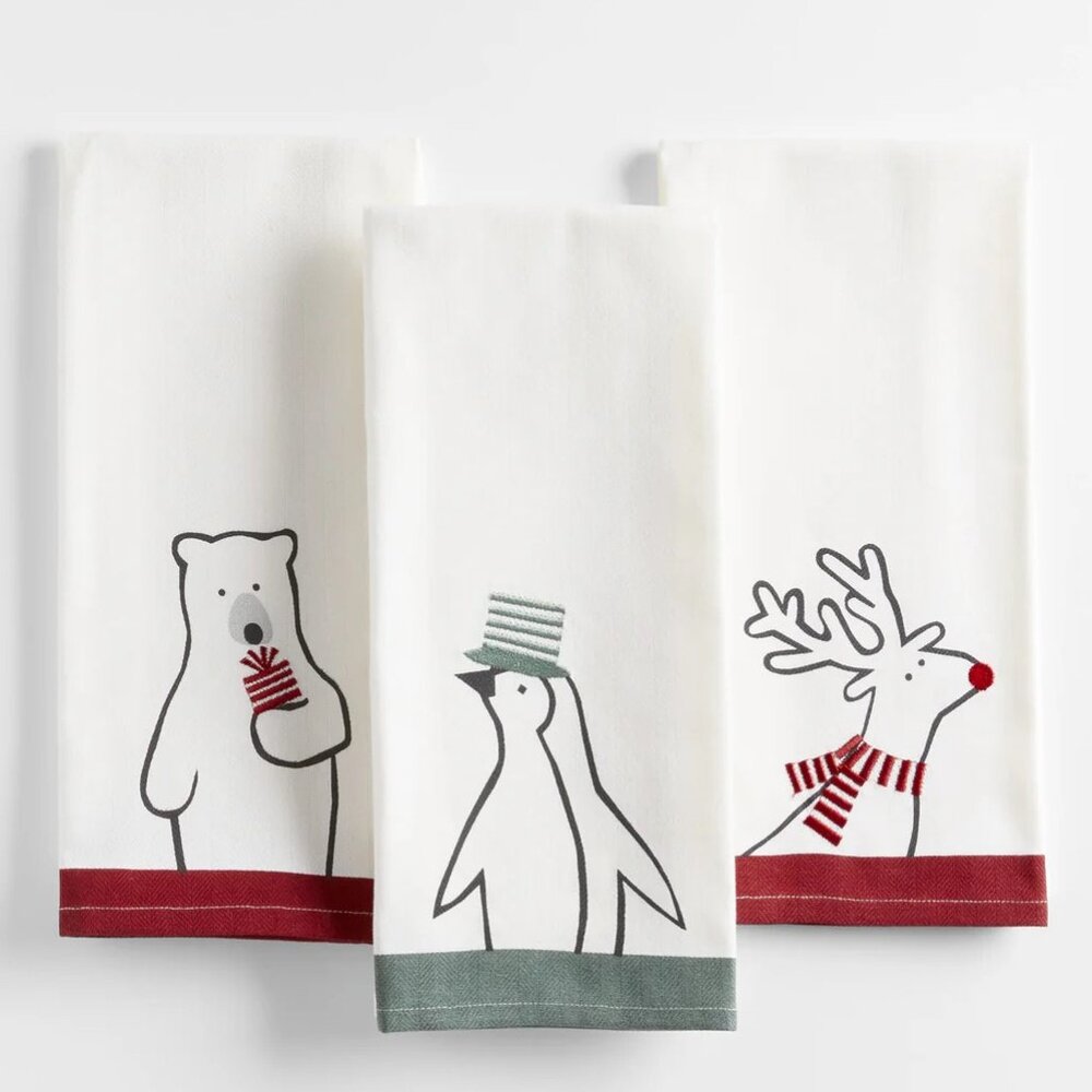 NWT Crate & Barrel Joan Anderson Arctic Friends Towel Set